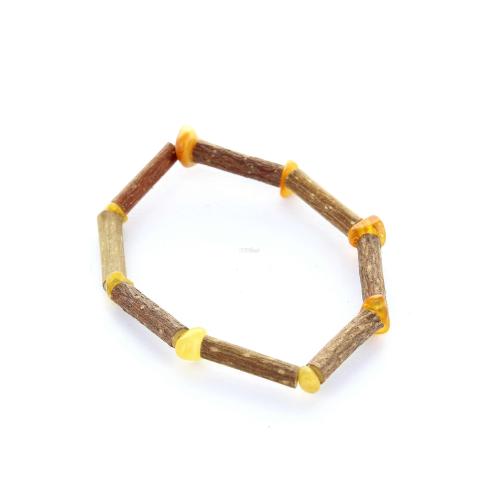 Bracelet de noisetier avec ambre est un bijou naturel de 14cm