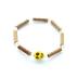 Bracelet de noisetier, fantaisie perles rocaille  tête de mort ronde jaune  M 15/TDM-1 TOUR DE POIGNET : 15 cm