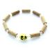 Bracelet de noisetier, fantaisie perles rocaille  tête de mort ronde jaune  M 15/TDM-1 TOUR DE POIGNET : 20 cm