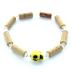 Bracelet de noisetier, fantaisie perles rocaille  tête de mort ronde jaune  M 15/TDM-1 TOUR DE POIGNET : 18.5 cm