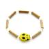 Bracelet de noisetier, fantaisie perles rocaille  tête de mort jaune plate  M 15/TDM-2 TOUR DE POIGNET : 16 cm