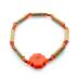 Bracelet de noisetier, fantaisie et perles de rocaille   croix orange   modèle 15/C-O TOUR DE POIGNET : 18 cm