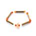Bracelet de noisetier, fantaisie et perles de rocaille   lune orange   modèle 13/A TOUR DE POIGNET : 13 cm