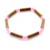 Bracelet de noisetier, fantaisie et perles roses  modèle/R TOUR DE POIGNET : 16 cm