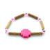 Bracelet de noisetier, fantaisie et perles de rocaille   croix rose   modèle 15/C TOUR DE POIGNET : 15 cm