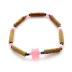 Bracelet de noisetier, fantaisie et perles de rocaille   fleur rose   modèle 13/K-R TOUR DE POIGNET : 16 cm