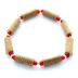 Bracelet de noisetier, fantaisie et perles transparentes et rouges  modèle 12/H-Rge TOUR DE POIGNET : 18 cm