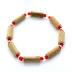 Bracelet de noisetier, fantaisie et perles transparentes et rouges  modèle 12/H-Rge TOUR DE POIGNET : 19 cm