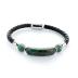 Bracelet en cuir et pierre agate verte modèle 13 TOUR DE POIGNET : 17 cm