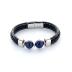Bracelet en cuir et deux pierres lapis lazuli modèle 5 TOUR DE POIGNET : 18 cm